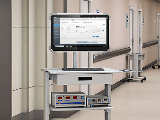 Tablet on table in hospital